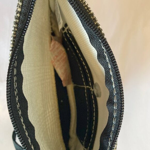 Lands End Houndstooth Canvas Zipper Pouch Black and White NWT Wristlet - Picture 3 of 4